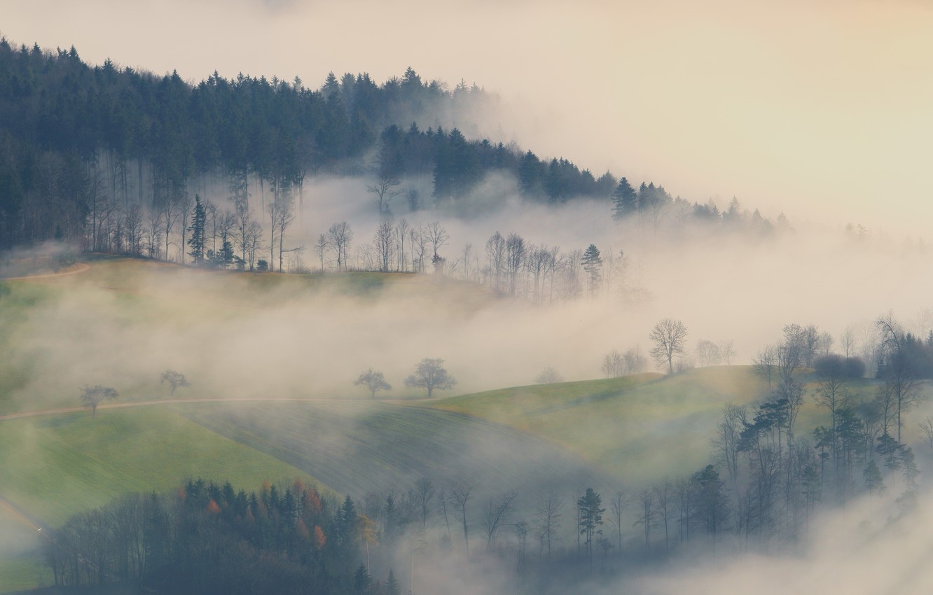 Wallpaper Mountains Fog Morning Switzerland Elevation Of