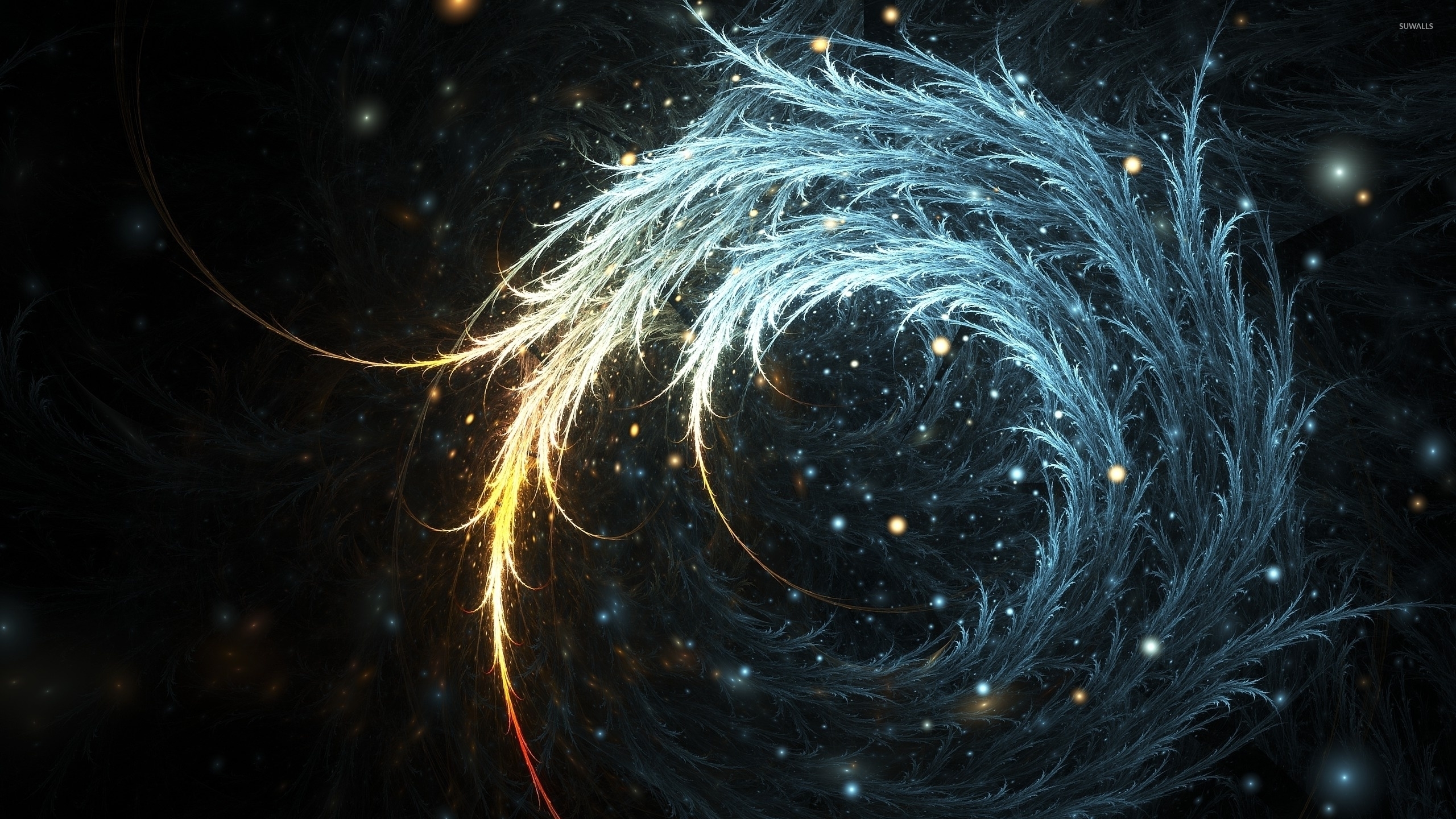 Bright swirl between bright sparks wallpaper   Abstract wallpapers 2560x1440