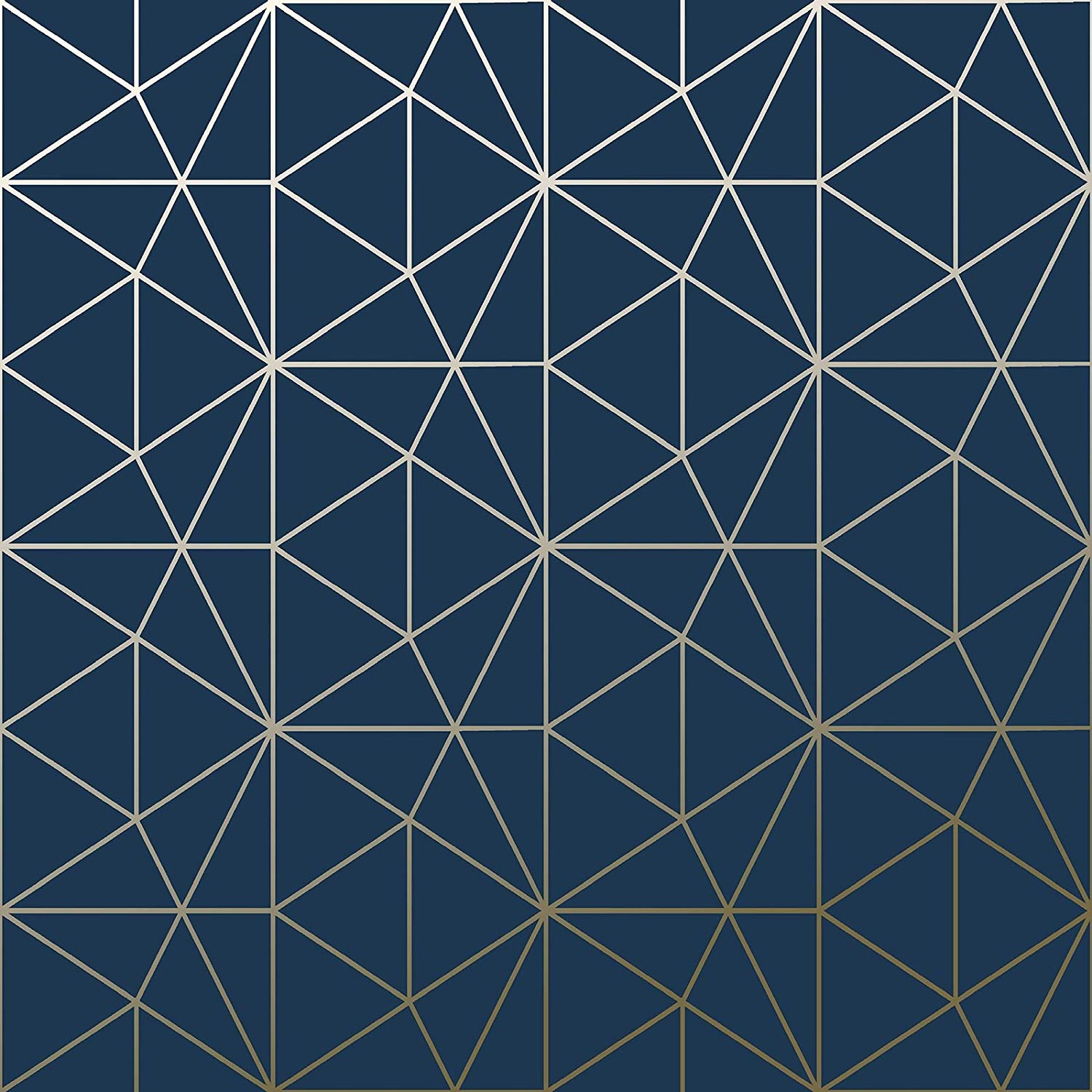 Metro Prism Geometric Triangle Wallpaper Navy Blue And Gold