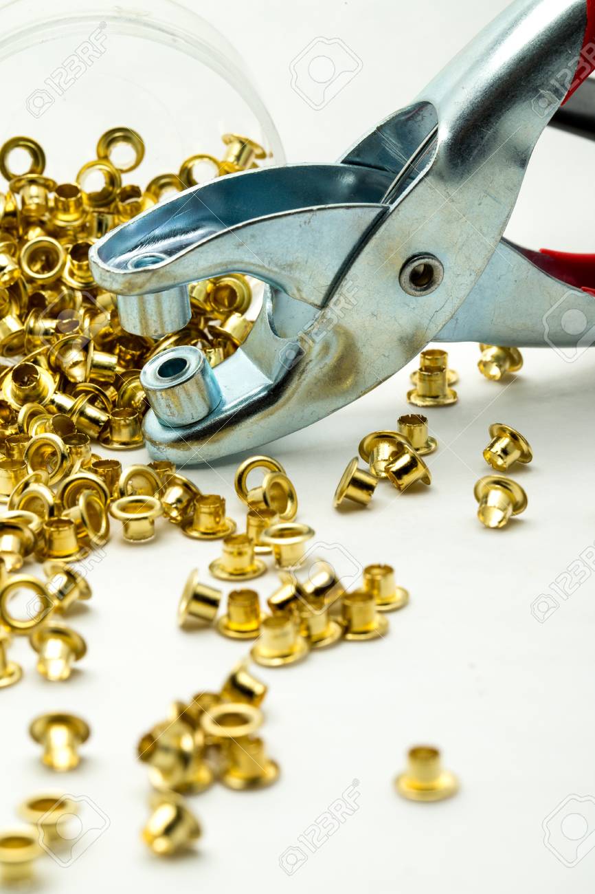 Brass Eyelet Shooting In White Background Stock Photo Picture And
