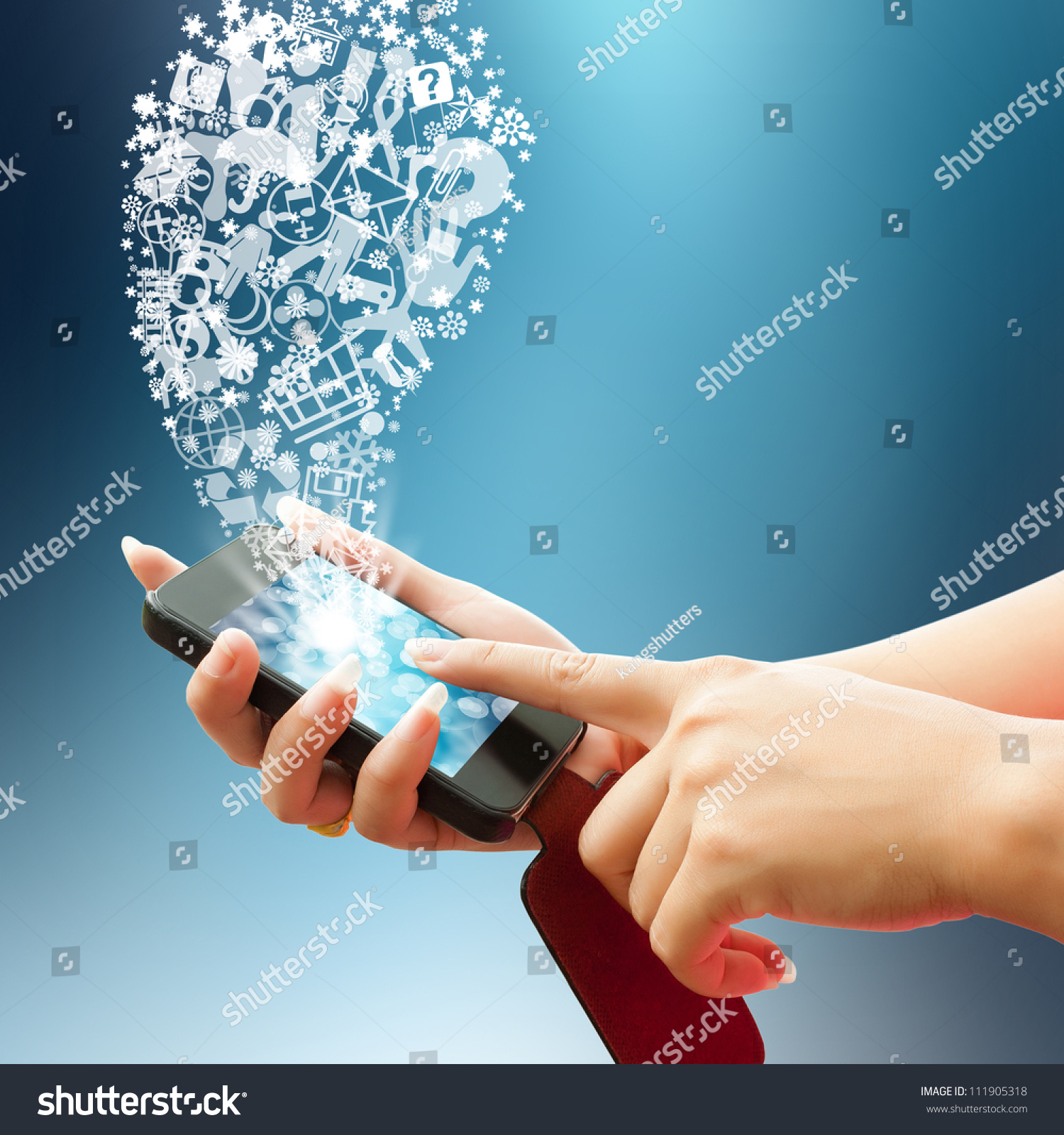 Hand Women Touch Smart Phone Stock Photo Edit Now