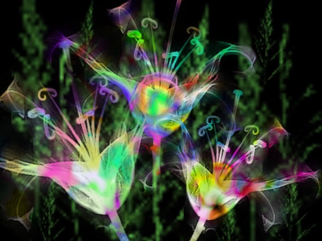 4d Neon Flowers Wallpaper Screenshot