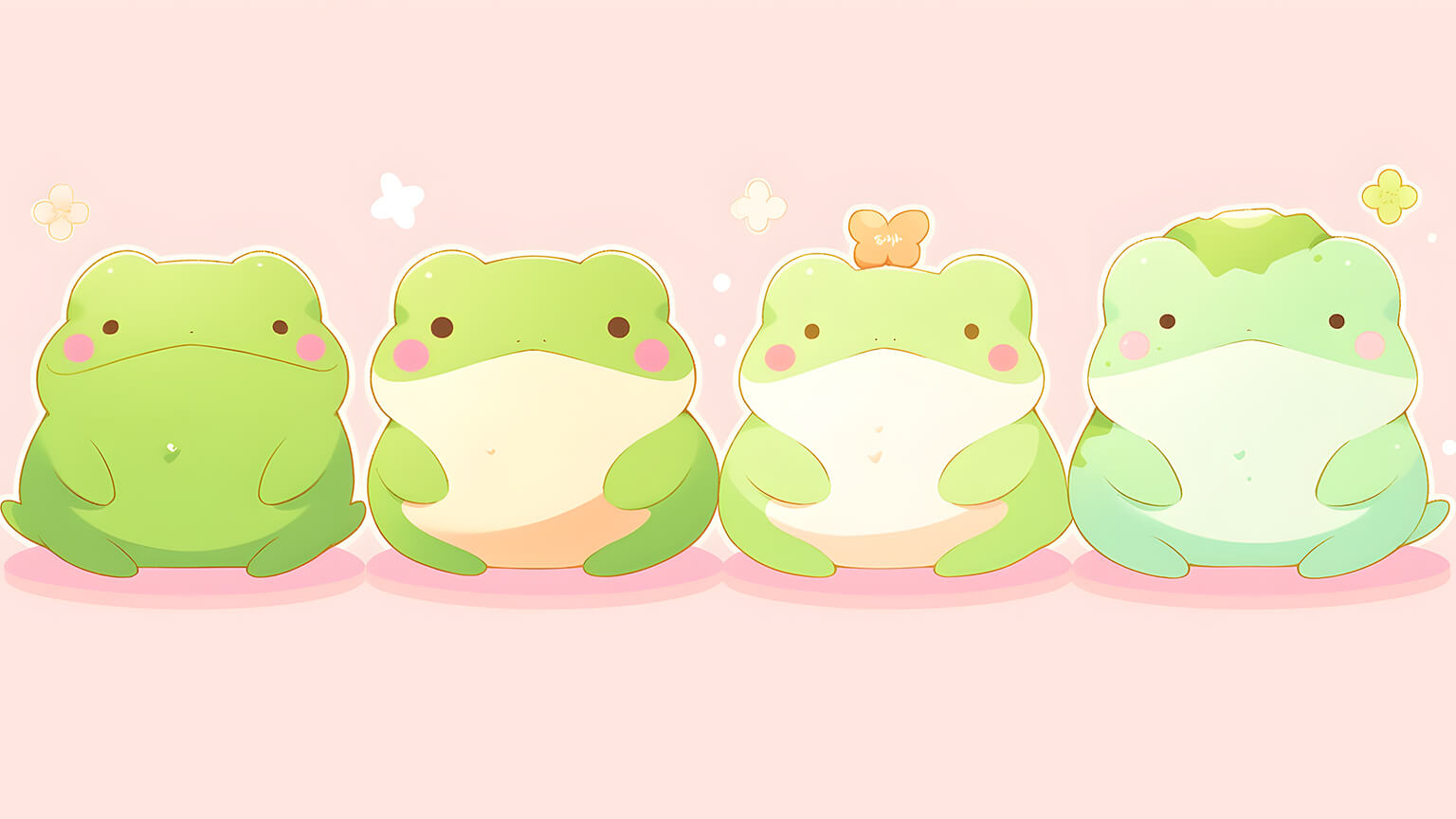 Cute Frogs Light Pink Desktop Wallpaper 4k
