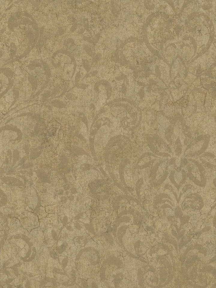 Brown Country Damask Wallpaper Traditional