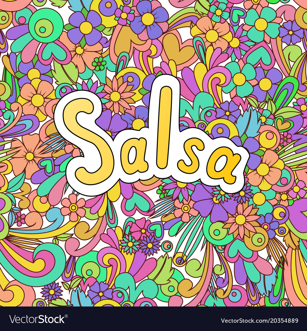 Salsa Zen Tangle Doodle Dance Background With Vector Image