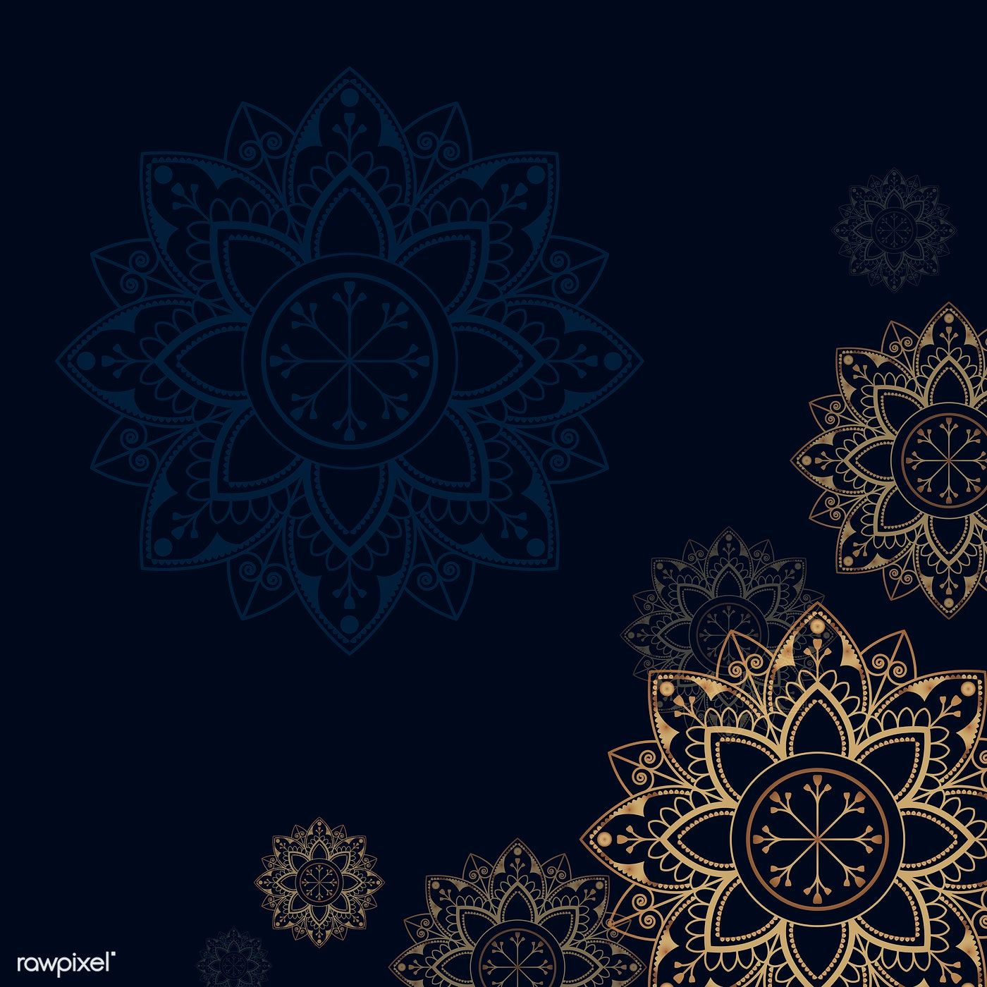 Premium Illustration Of Gold Mandala On Navy Blue