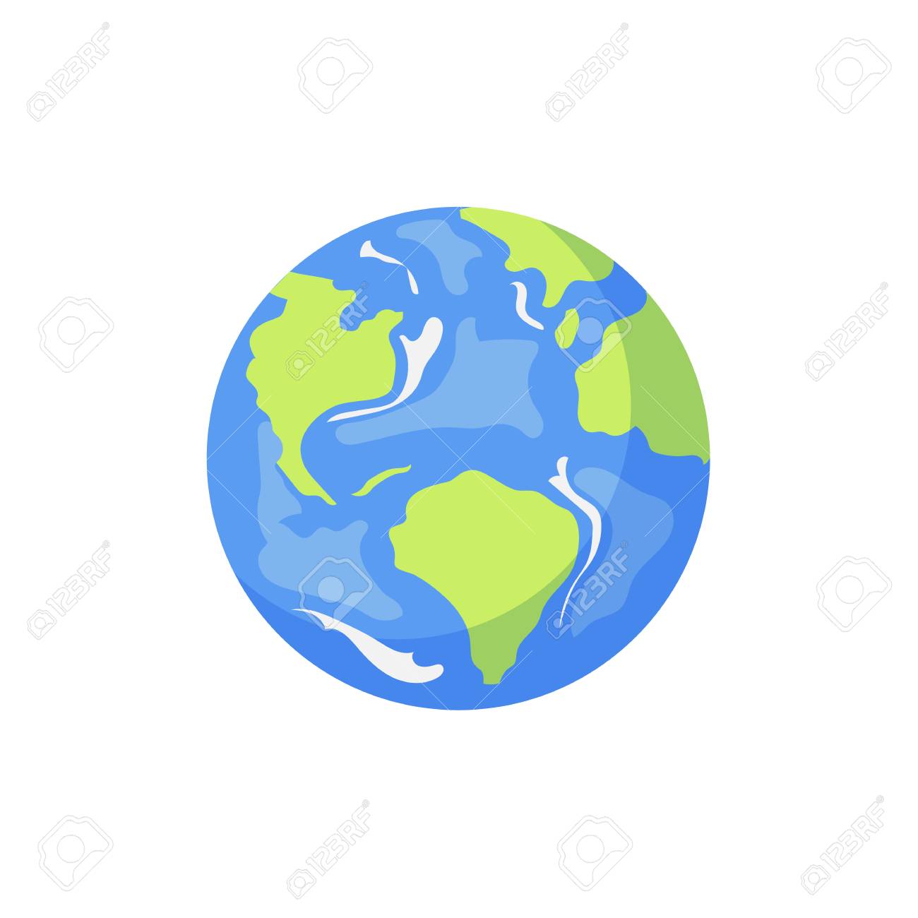 Vector Cartoon Flat Globe Illustration Isolated On A White