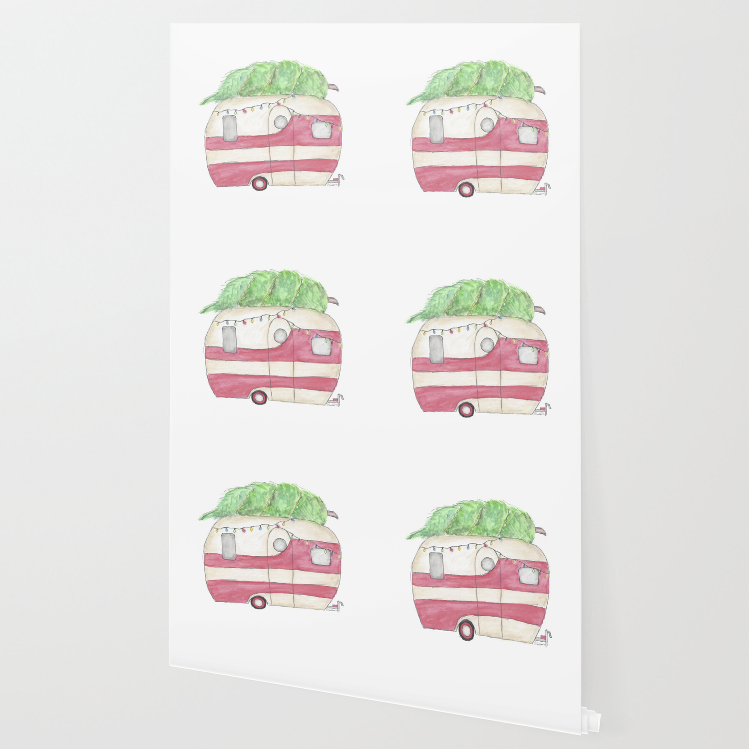 Christmas And Camping Retro Camper Holidays Wallpaper By