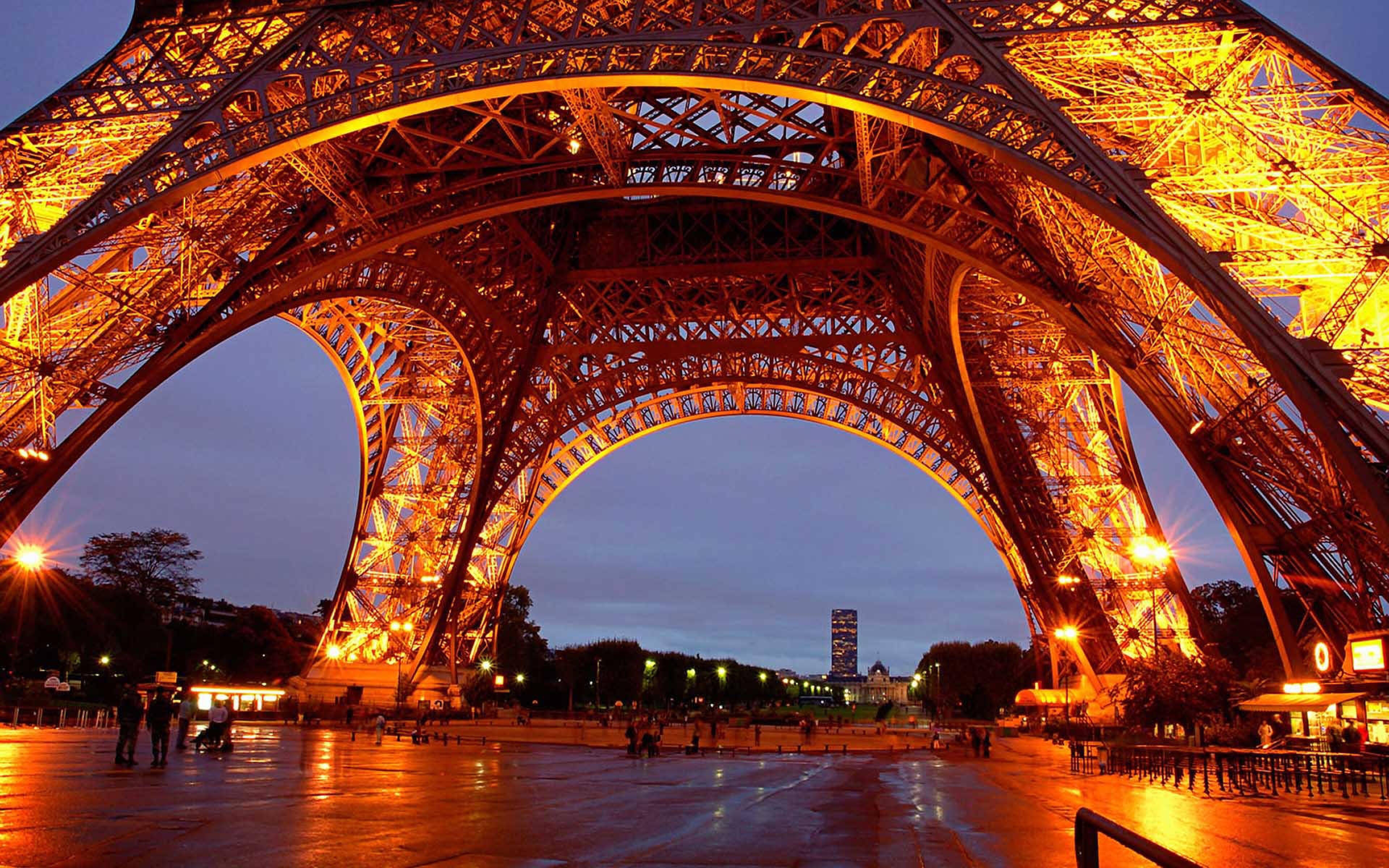 Tower Paris France Night Lights Wallpaper Background Ultra HD 4k