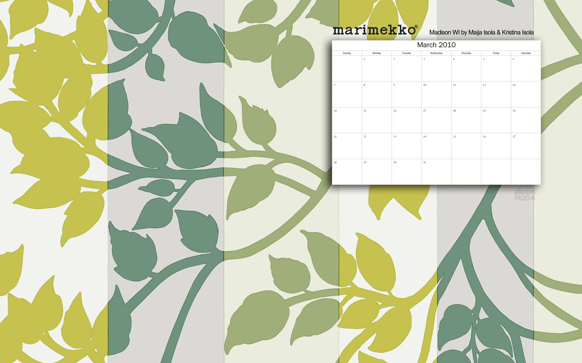 January Kitchen Wallpaper Calendar Desktop Madison Marimekko