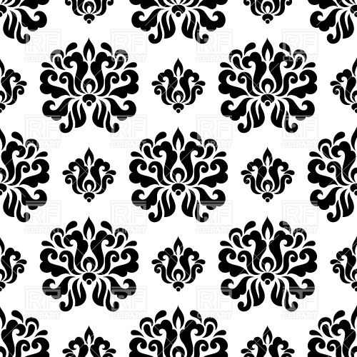 Seamless Black And White Damask Wallpaper Royalty