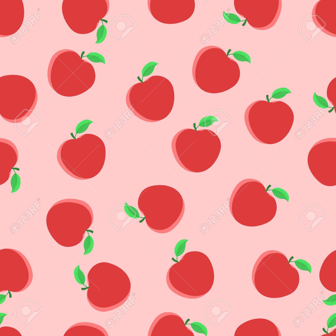 Vector Seamless Pattern With Red Apples Print Apple