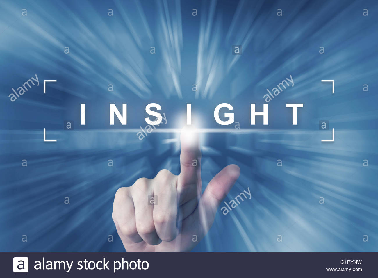 Hand Clicking On Insight Button With Zoom Effect Background Stock