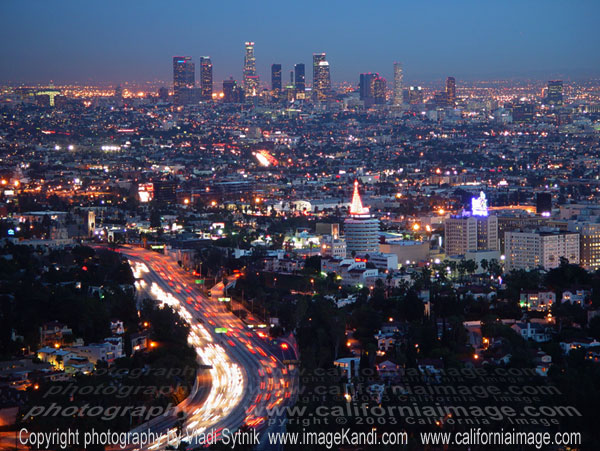 Hollywood To Downtown Los Angeles Night Photo