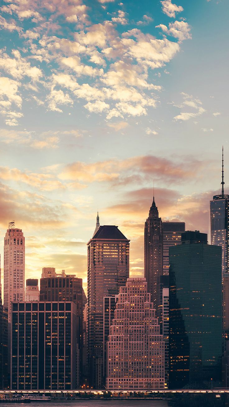 Cityscape Skyline High Buildings Skyscrapers Sunset Iphone Wallpaper