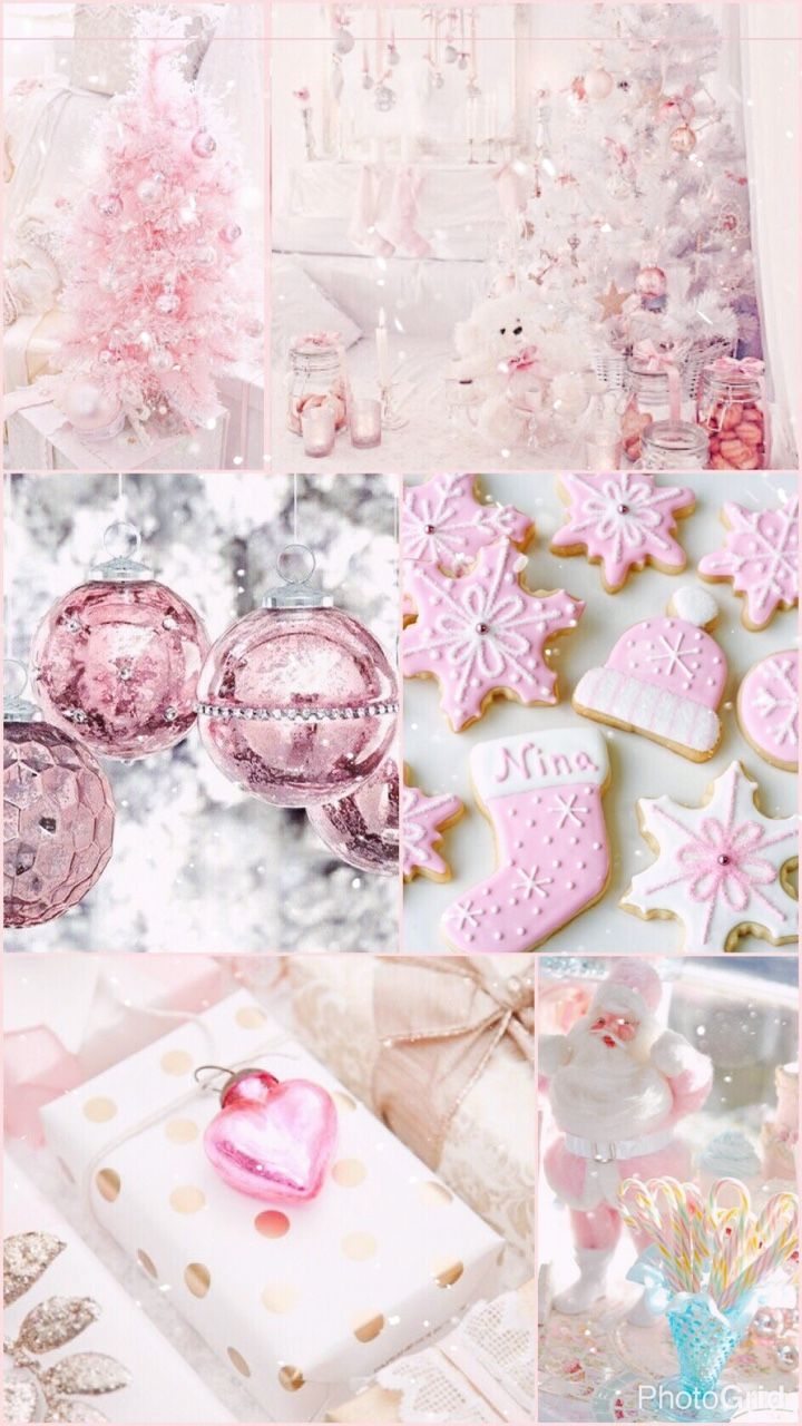 Pink Christmas Collage Aesthetic Cute
