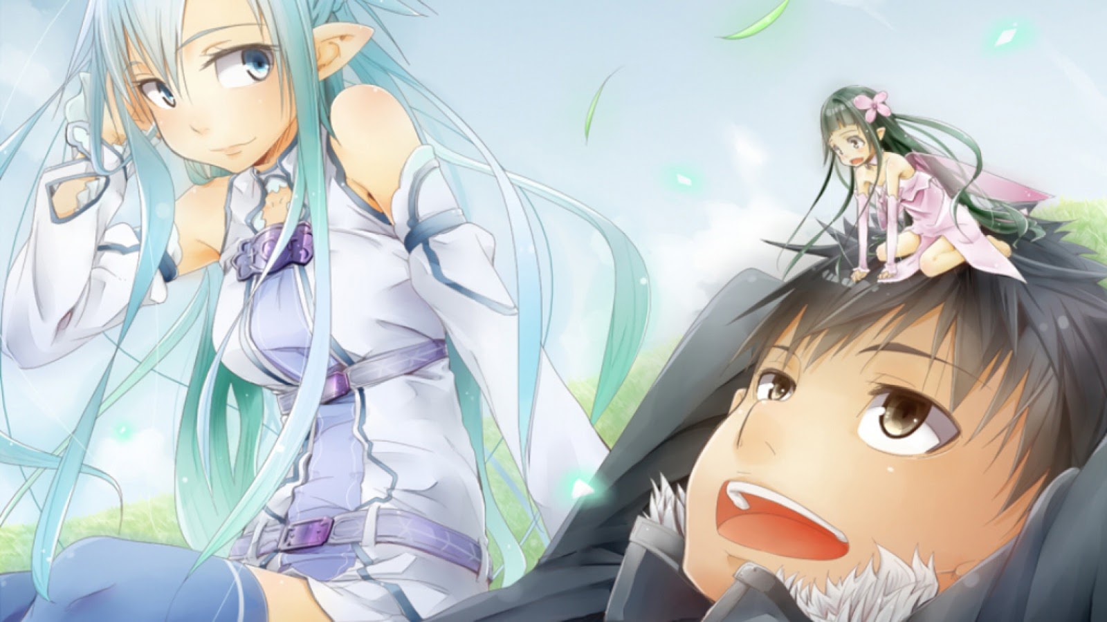 Asuna Kirito Yui Alfheim Online Sword Art Anime HD Wallpaper
