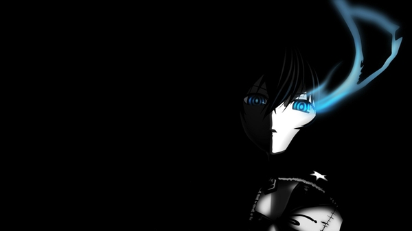 Shooter Blue Eyes Anime Girls Glowing Black Background Wallpaper