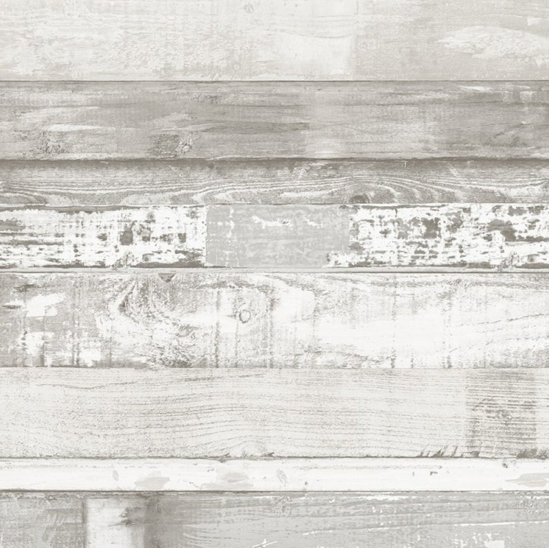 Chippy White Washed Shiplap Farmhouse Wallpaper Barnwood