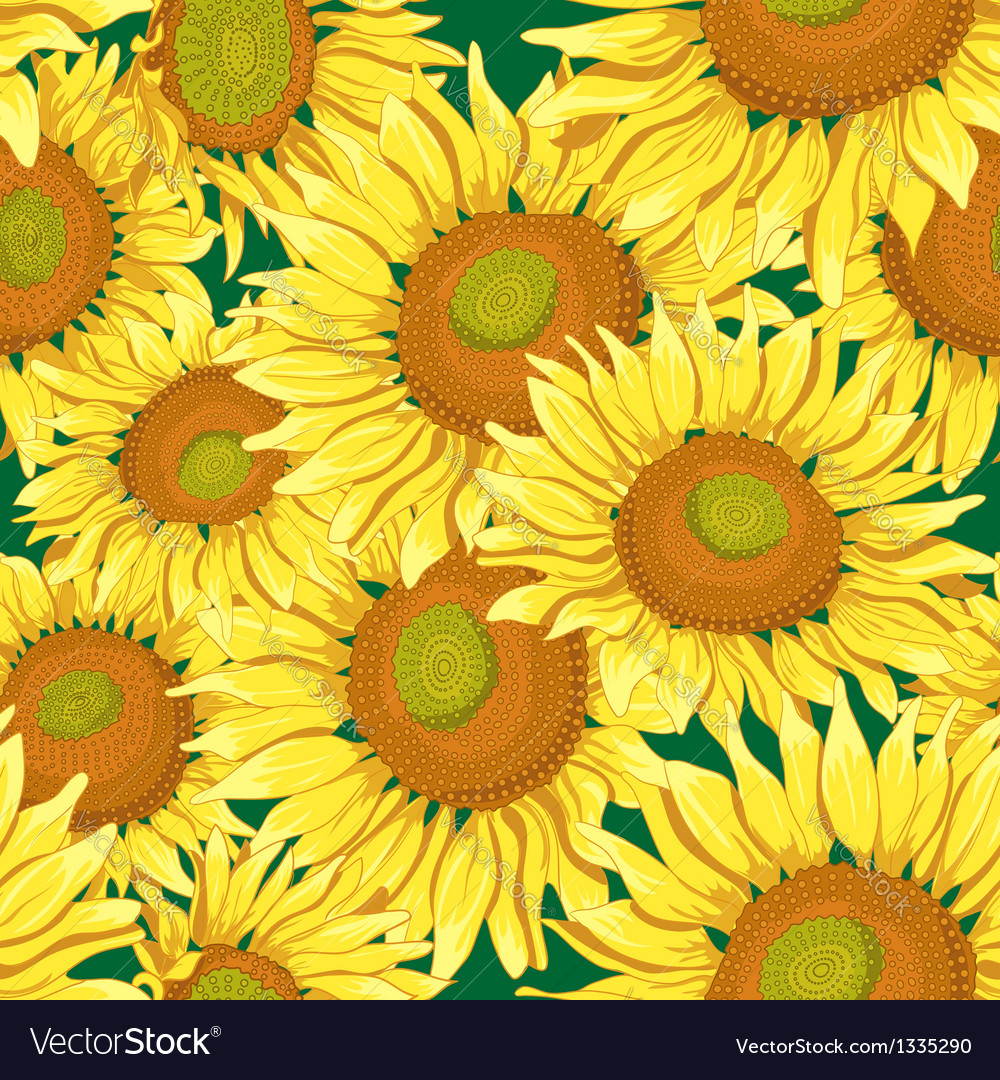 Floral Seamless Background With Sunflowers Vector Image
