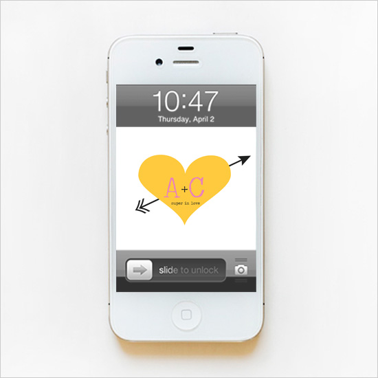 Heart and Arrow Monogram Phone Wallpaper   The Wedding Chicks 550x550