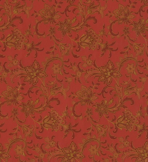 All Over Floral Wallpaper Terracotta Gold Traditional