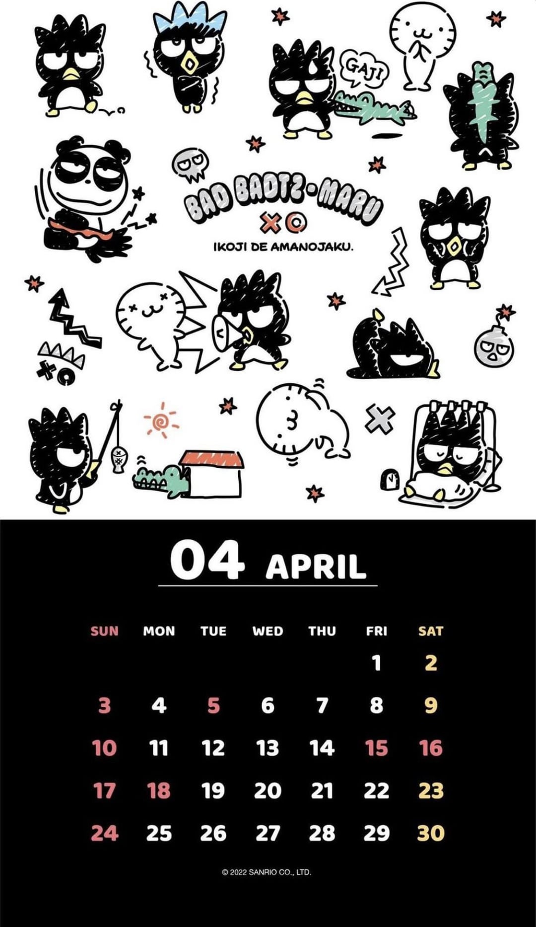 Badtzmaru April Calendar Wallpaper