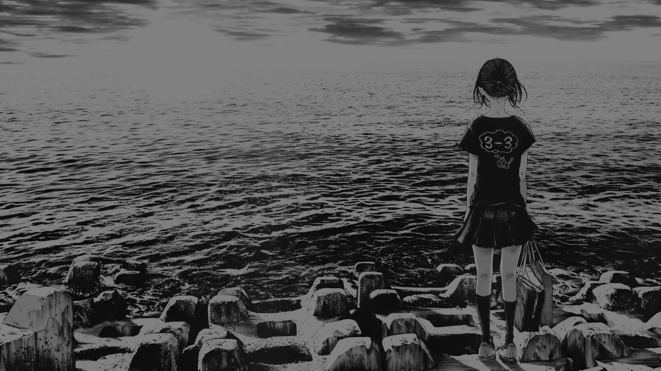 Top Sad Anime Girl Black And White Wallpaper Full HD 4k To Use