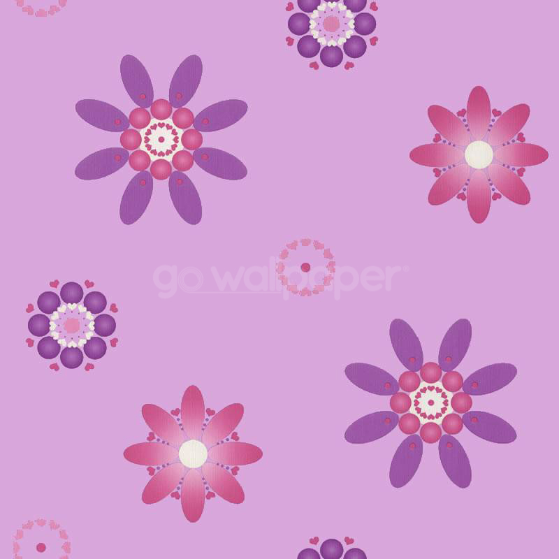 Muriva Flower And Heart Wallpaper In Pink Purple