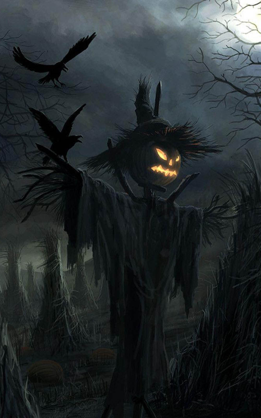 Scary Halloween Scarecrow 4K Ultra HD Mobile Wallpaper 1000x1600