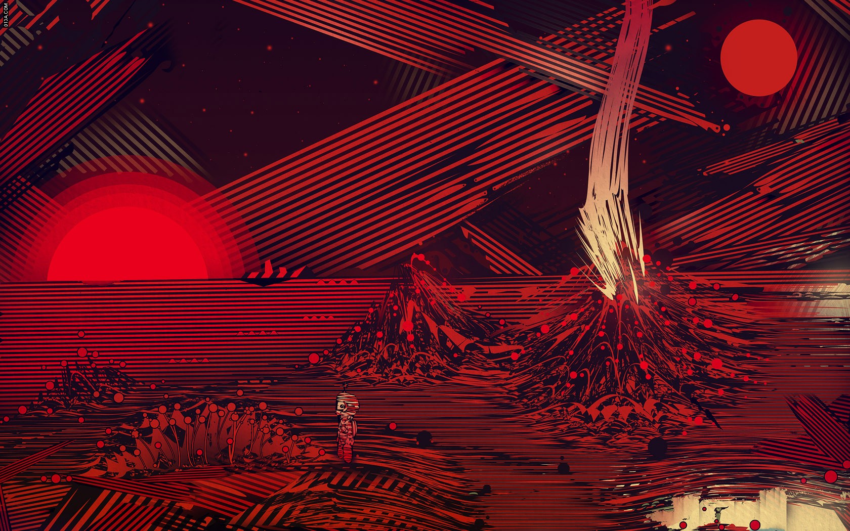 Artistic Psychedelic Trippy Landscape Volcano Sci Fi Wallpaper