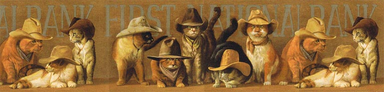 Bryan Moon Cowboy Cat In Hats Wallpaper Border El49030b
