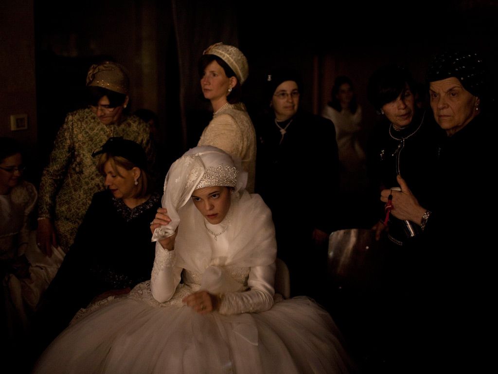 An Ultra Orthodox Jewish Bride And Her Relatives At Marriage