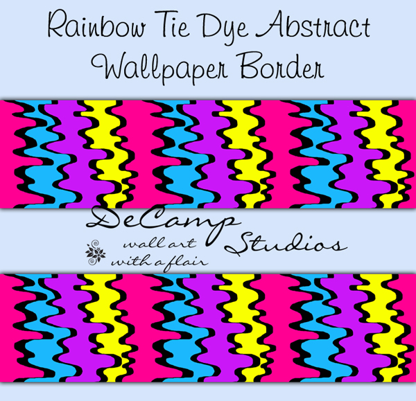 Tie Dye Rainbow Abstract Wallpaper Border Wall Decals Teen Girl