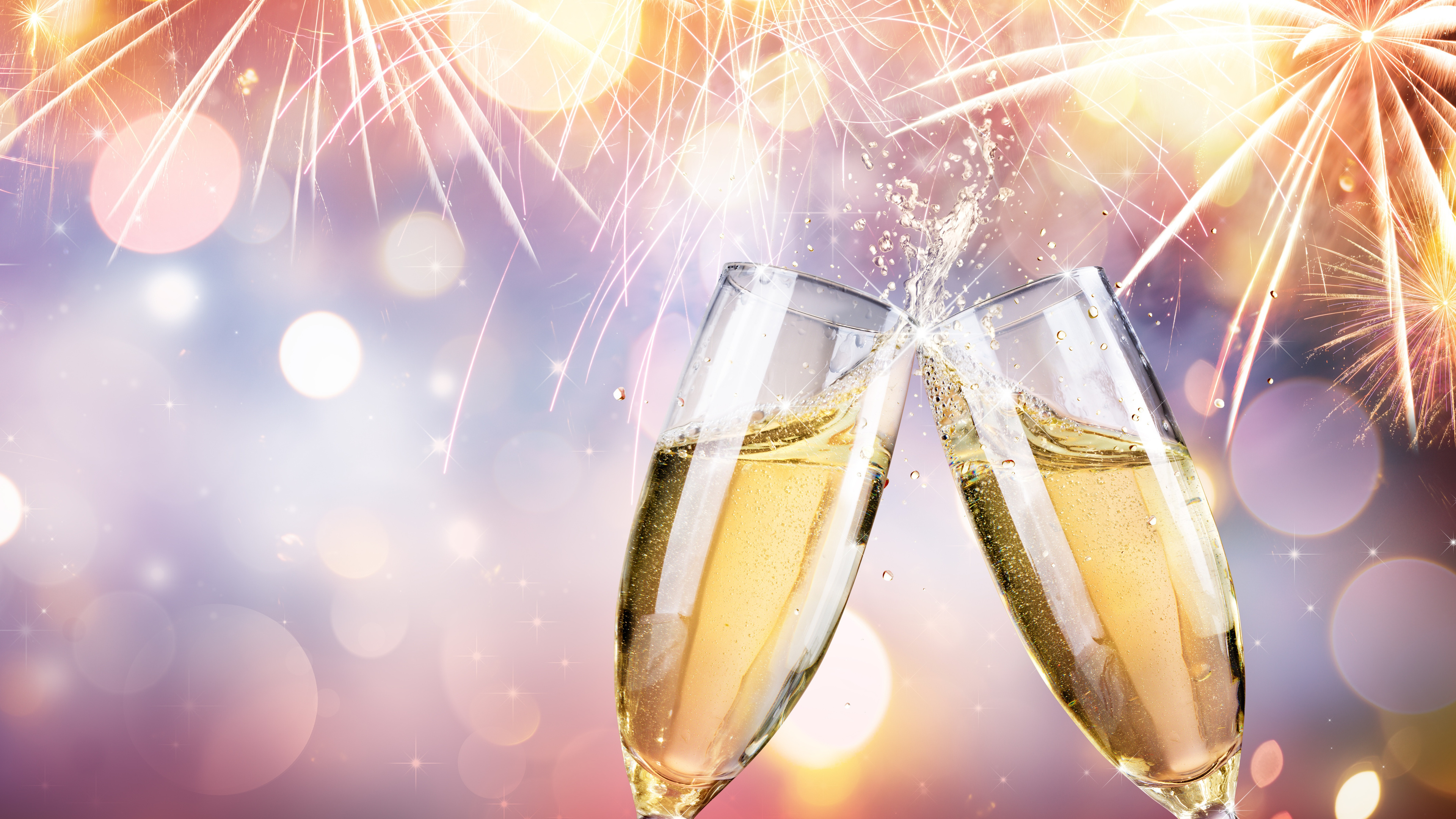 Celebration Champagne Fireworks 4k HD Wallpaper Image
