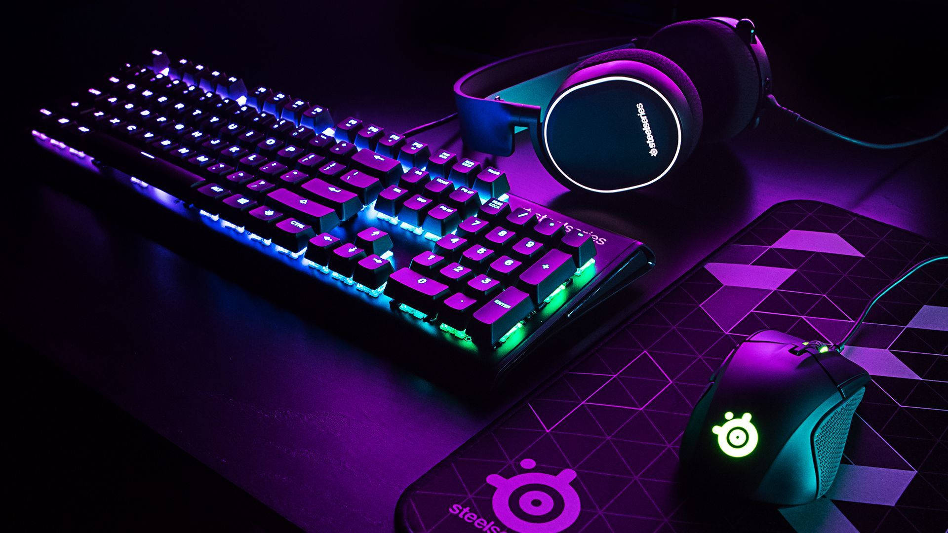 Purple Gaming Pc Set Wallpaper
