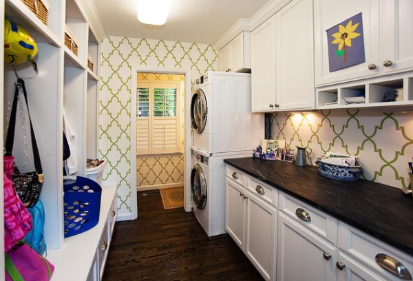 Fun Wallpaper For Laundry Room Due To Toile Wallpaper For Laundry Room