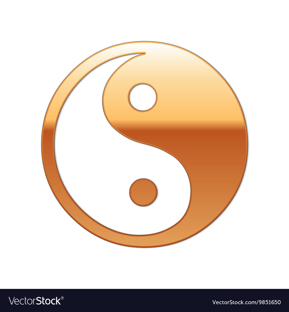 Gold Yin Yang Symbol Icon On White Background Vector Image