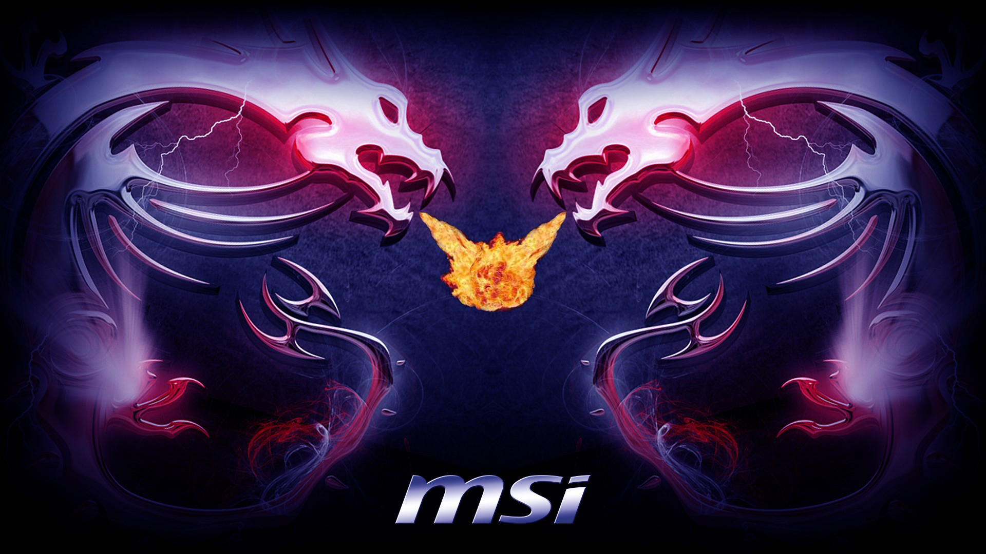 Msi Twin Dragon Logo Fire Flame Breath HD 1080p Wallpaper