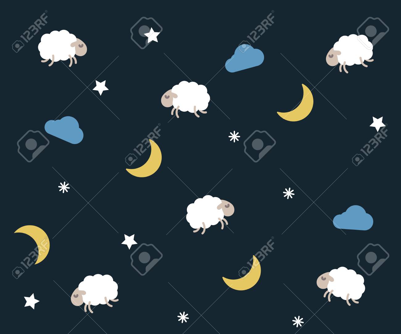 Cute Night Seamless Pattern Background For Kids Bedtime Sleeping