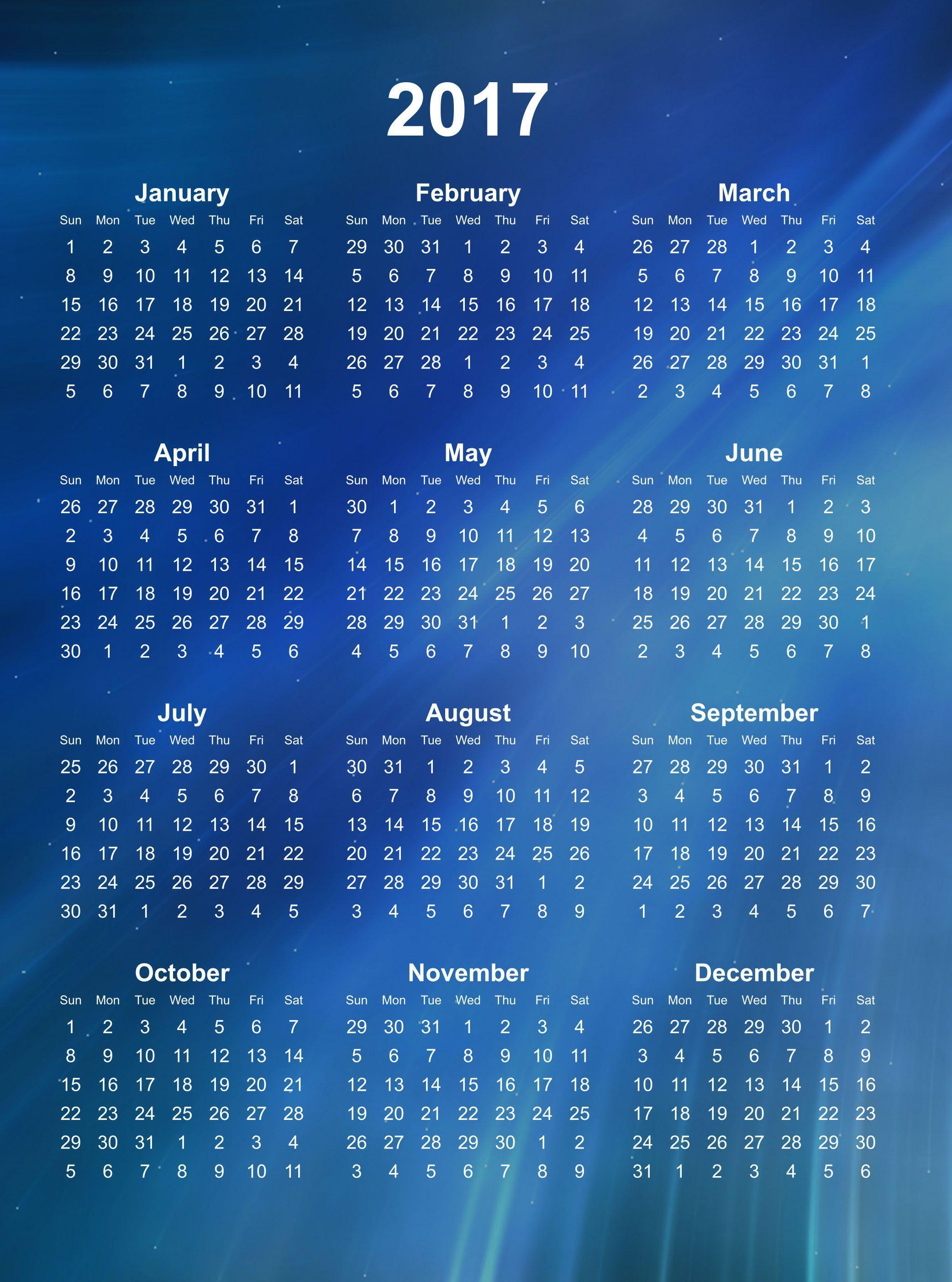 Calendar 2017 Wallpapers 2085x2808