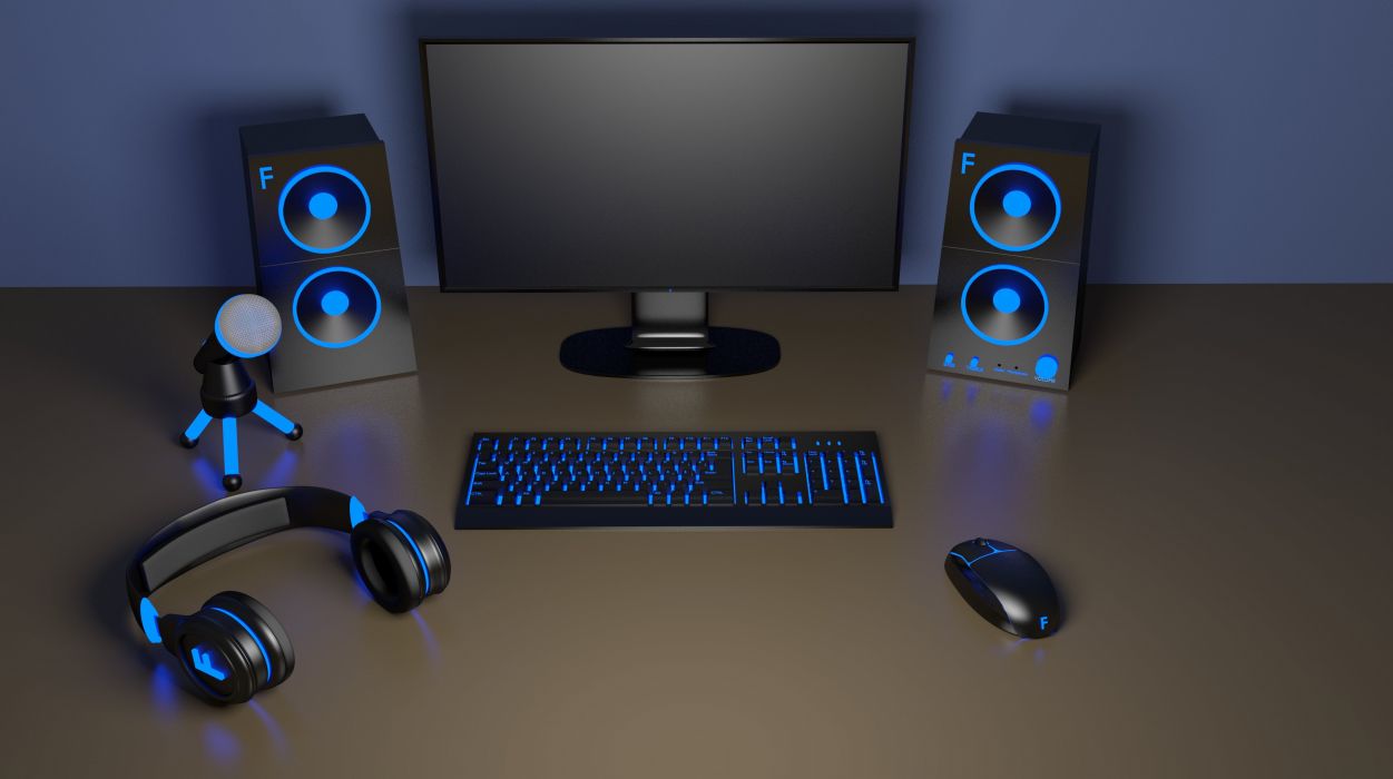 Free Download Computer Setup Headphones Mouse Keyboard Mechanical