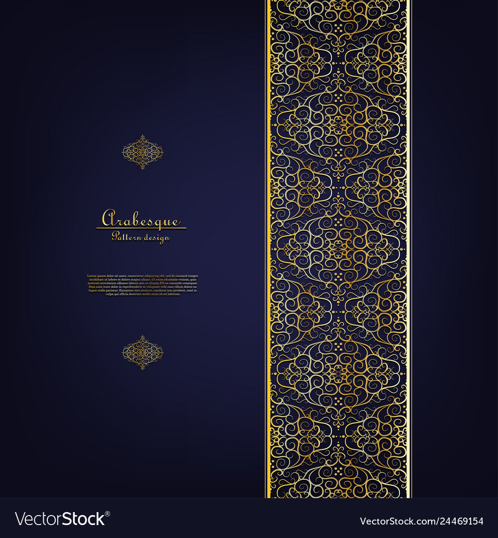 Arabesque Blue Element Classic Gold Background Vector Image