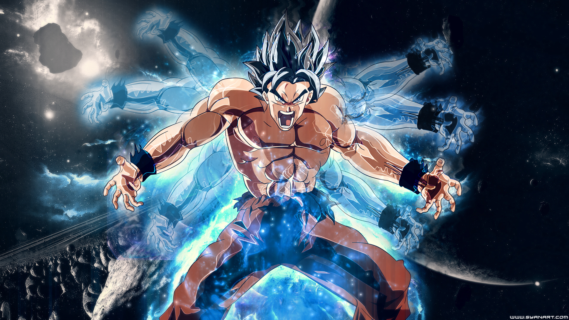 Goku Super Saiyan God Form in Space Dragon Ball Z Wallpaper