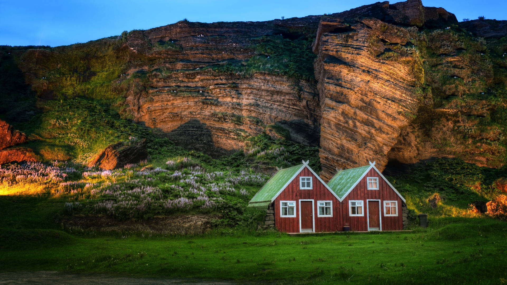 Wallpaper Iceland Mountain Rock Lodges Light