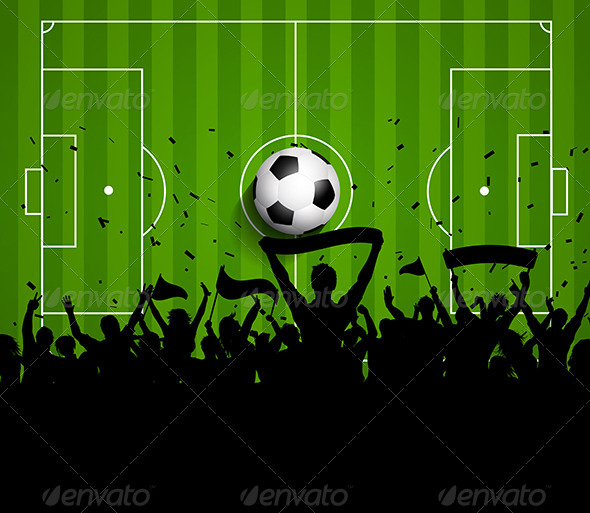 Sports Crowd On A Football Soccer Pitch Background Activity