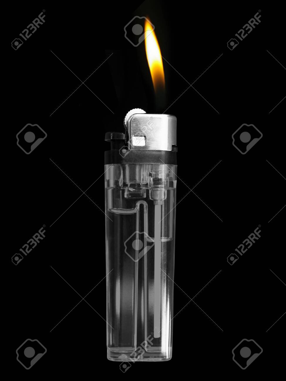 Plastic Gas Lighter In Black Background Stock Photo Picture And