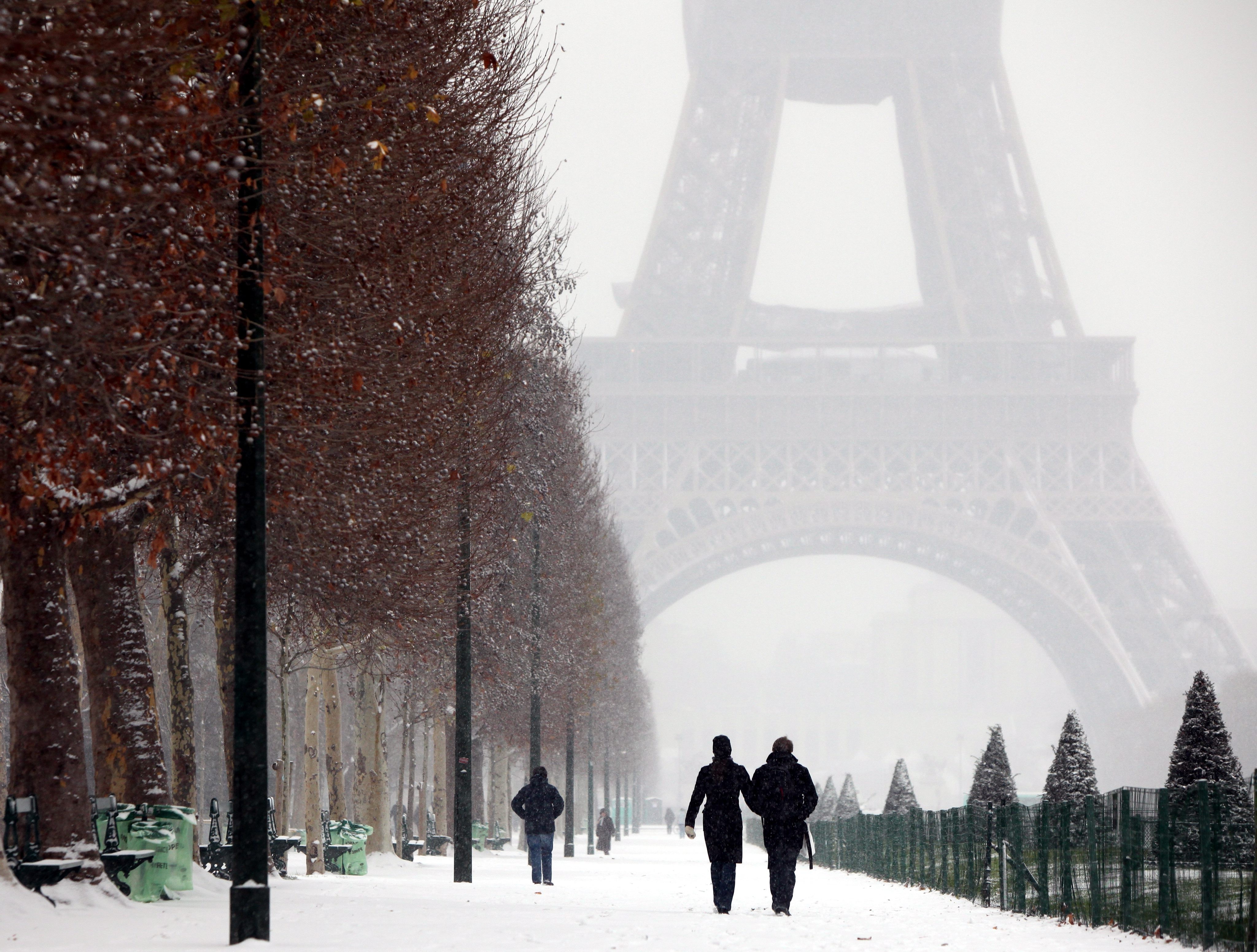 Paris From With Love Winter Snow Wallpaper HD Desktop