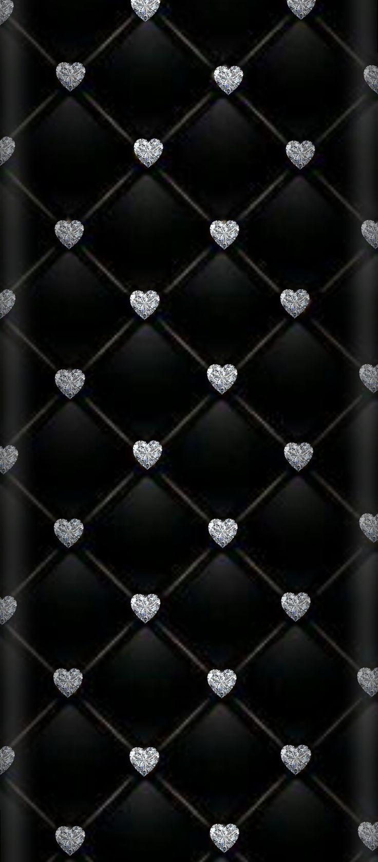 Wallpaper Background Black Diamonds Hearts Curved Android