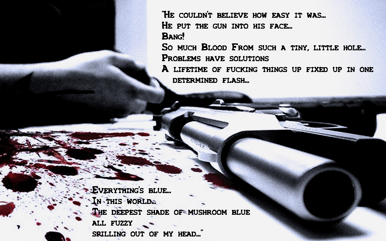 Pistols Guns Text Blood Suicide HD Wallpaper General